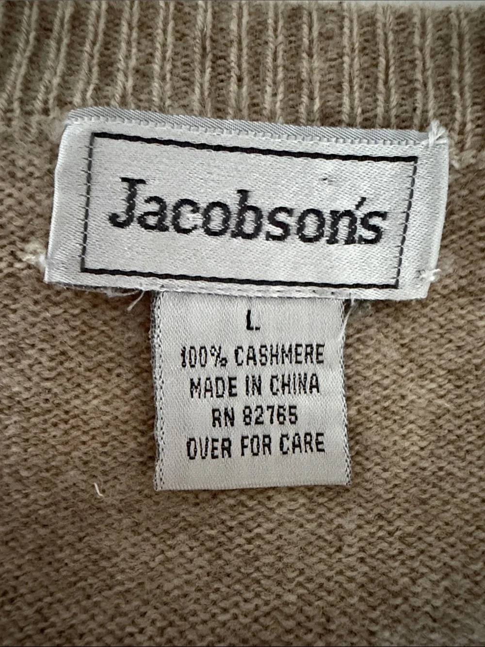 Jacobson Men's V-Neck 100% Cashmere Sweater in Light Brown(beige)